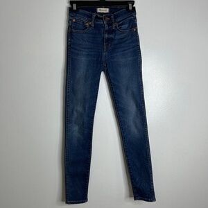 Madewell High Rise Skinny Denim 9" Women’s Size 24 Zip Jeans Blue Denim Pockets